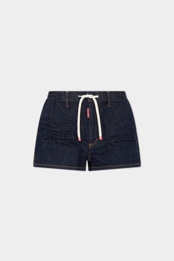 Pantalones Cortos de tiro alto con lavado oscuro Pantalones Cortos de tiro alto con lavado oscuro