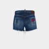 Pantalones Cortos Dsquared2 Rebels de lavado oscuro Pantalones Cortos Dsquared2 Rebels de lavado oscuro