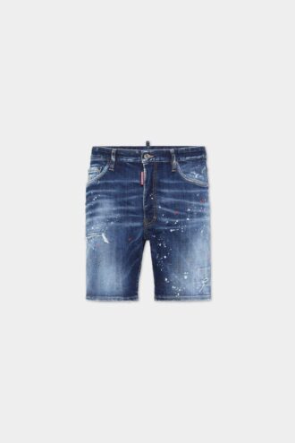 Pantalones Cortos marinos con lavado de lunares rojos medianos