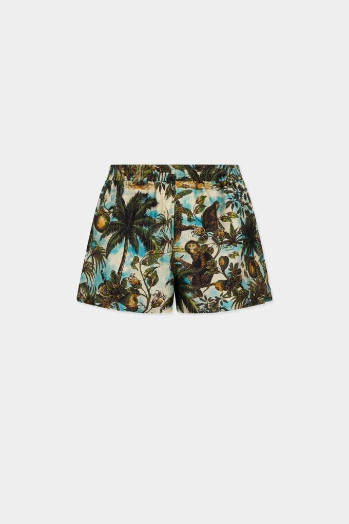 Pantalones Cortos sin cremallera con estampado de monos Pantalones Cortos sin cremallera con estampado de monos