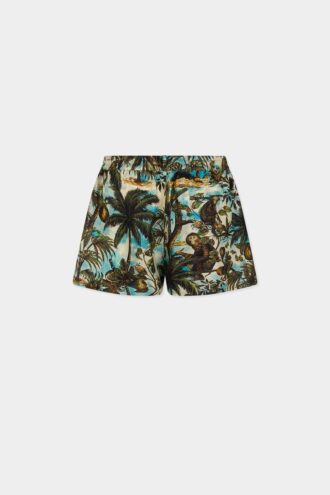 Pantalones Cortos sin cremallera con estampado de monos Pantalones Cortos sin cremallera con estampado de monos