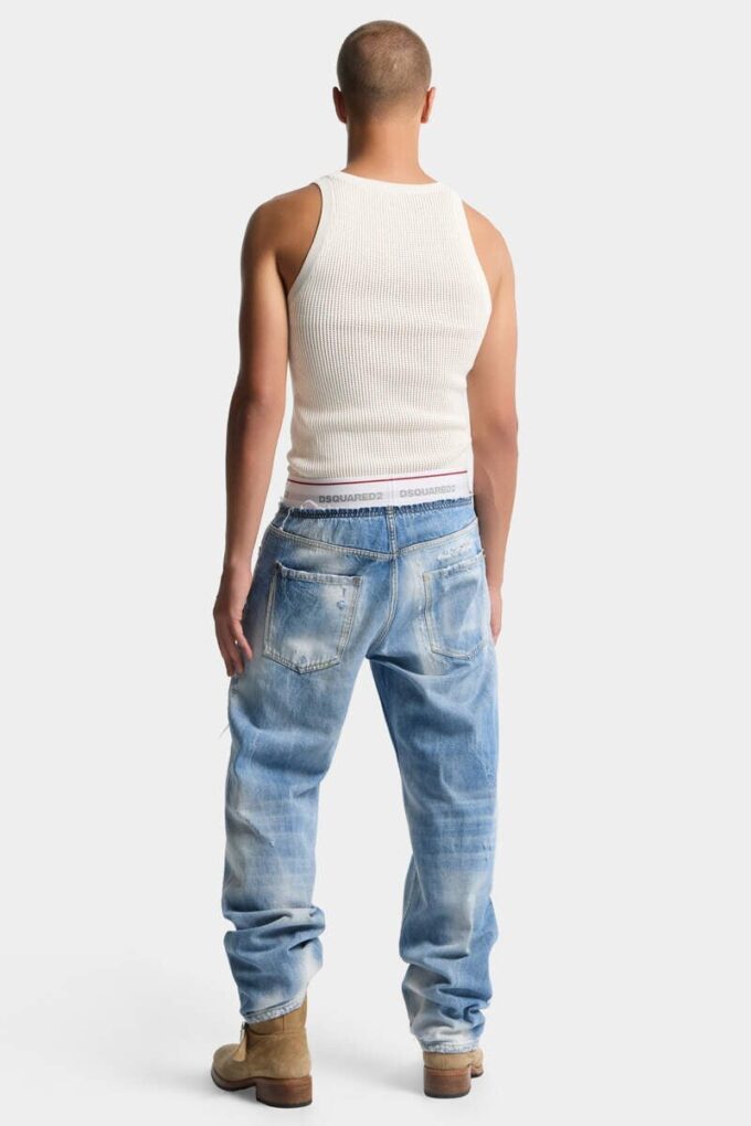 Pantalones jogger de denim lavado claro Pantalones jogger de denim lavado claro