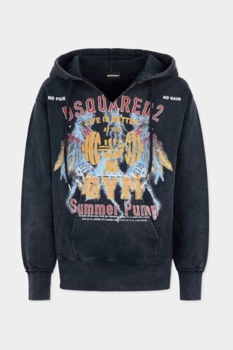 Sudadera con capucha de corte largo y ajustado con lavado rock