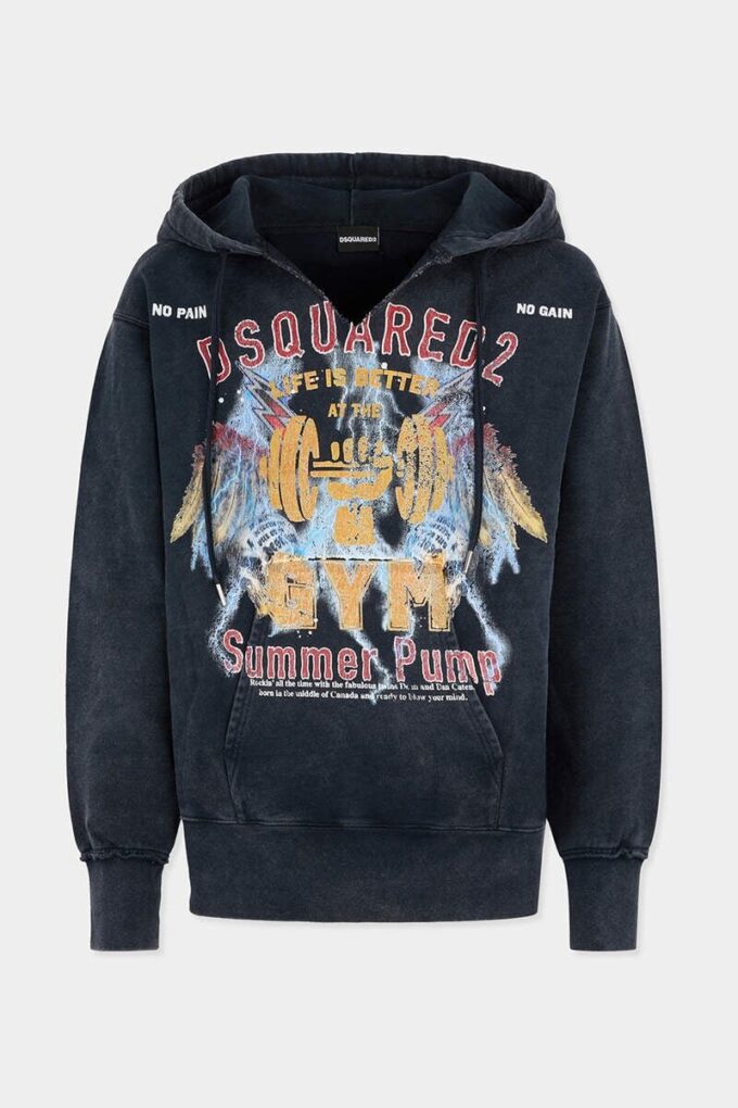 Sudadera con capucha de corte largo y ajustado con lavado rock