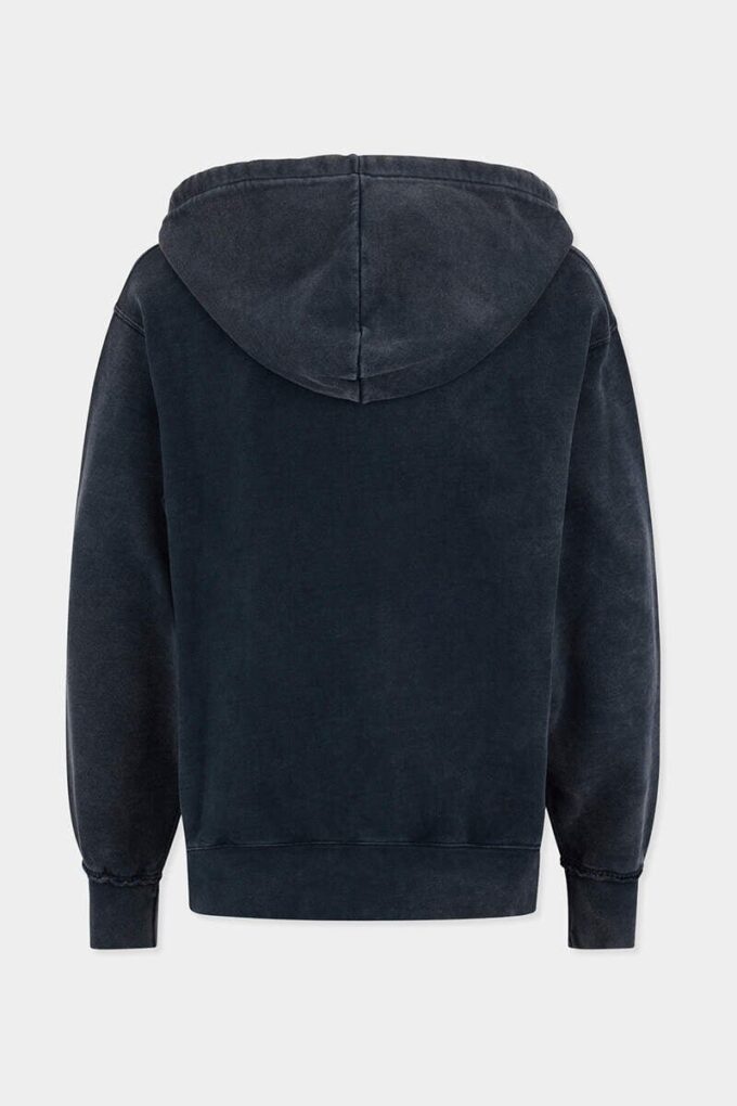 Sudadera con capucha de corte largo y ajustado con lavado rock
