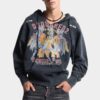 Sudadera con capucha de corte largo y ajustado con lavado rock