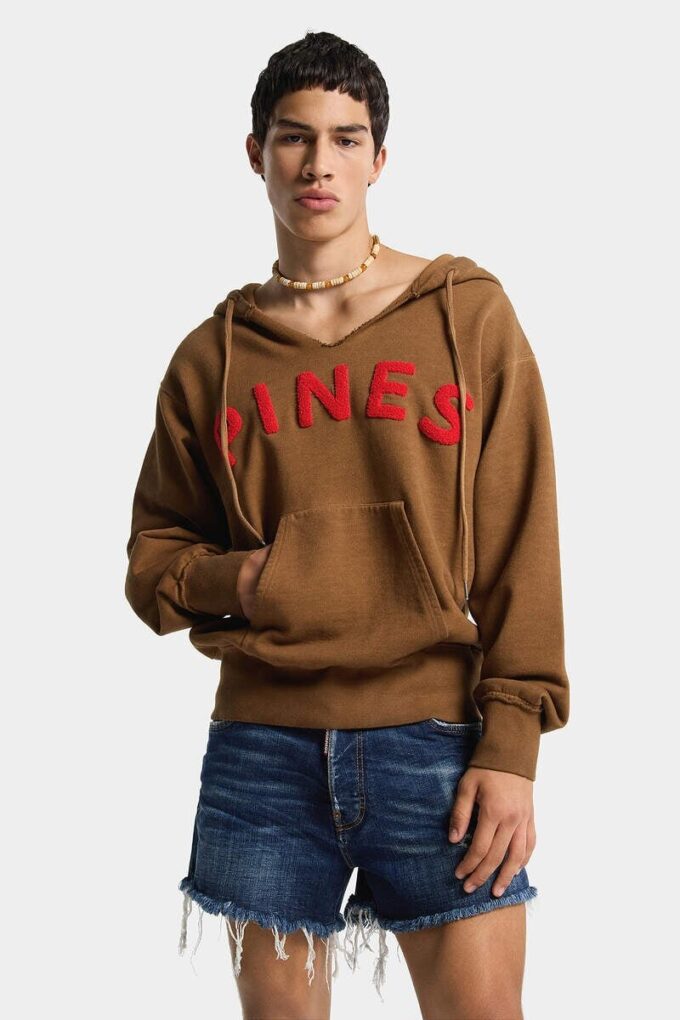 Sudadera con capucha de corte largo y ajustado, teñida al estilo vintage