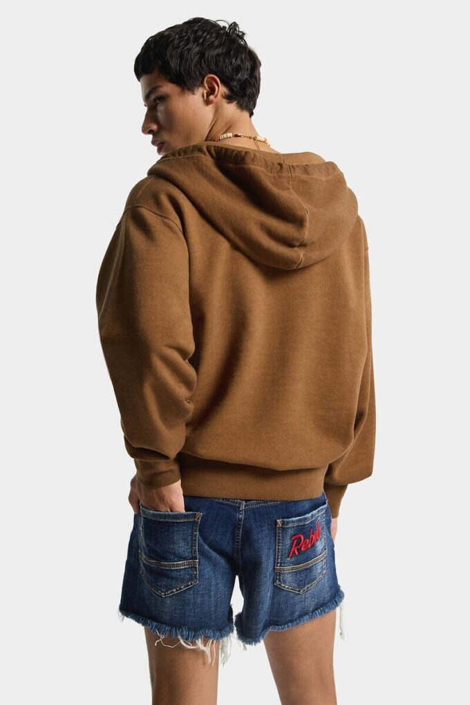 Sudadera con capucha de corte largo y ajustado, teñida al estilo vintage