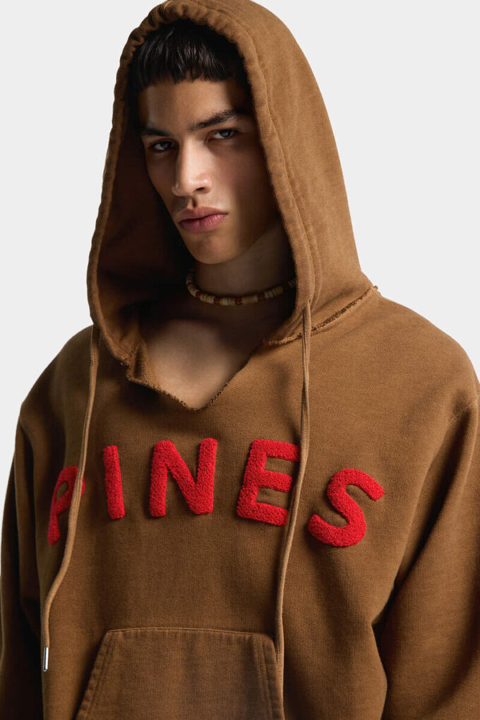 Sudadera con capucha de corte largo y ajustado, teñida al estilo vintage