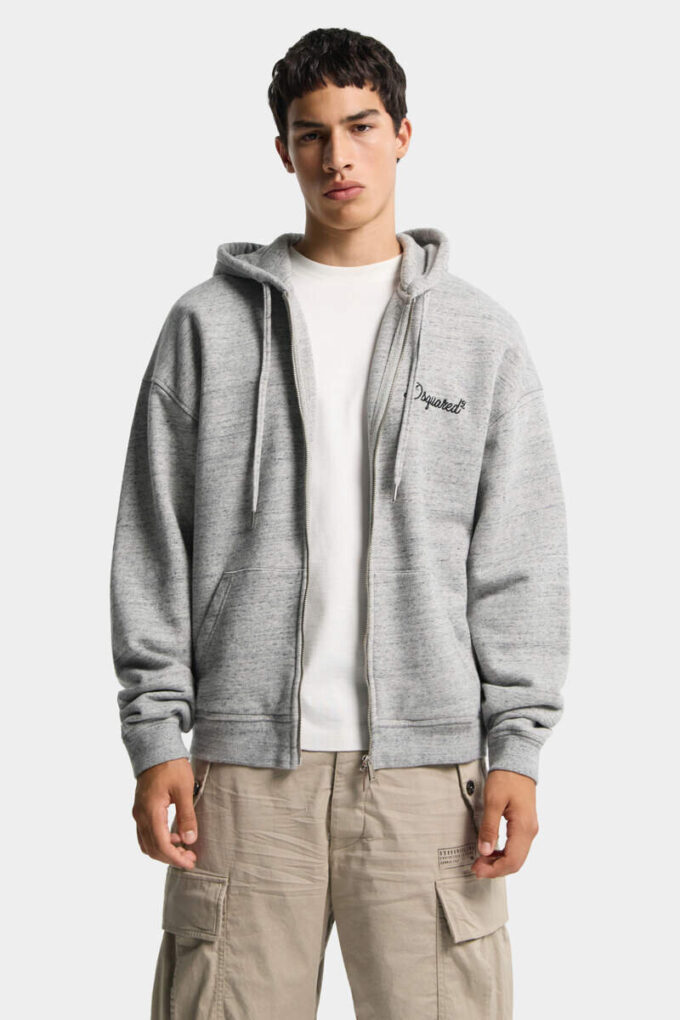 Sudadera con capucha y cremallera de corte holgado, característica de Dsquared2 Sudadera con capucha y cremallera de corte holgado, característica de Dsquared2