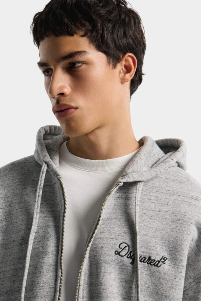Sudadera con capucha y cremallera de corte holgado, característica de Dsquared2 Sudadera con capucha y cremallera de corte holgado, característica de Dsquared2
