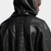 Sudadera con capucha y cremallera de imitación de cuero Sudadera con capucha y cremallera de imitación de cuero