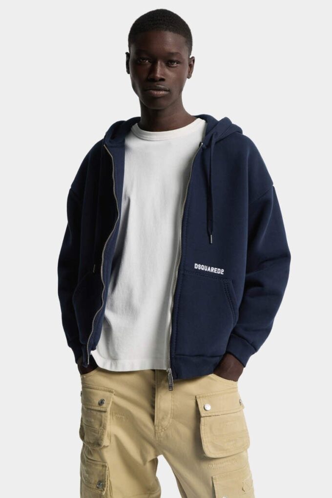 Sudadera con capucha y cremallera Dsquared2 Logo, corte boyfriend Sudadera con capucha y cremallera Dsquared2 Logo, corte boyfriend
