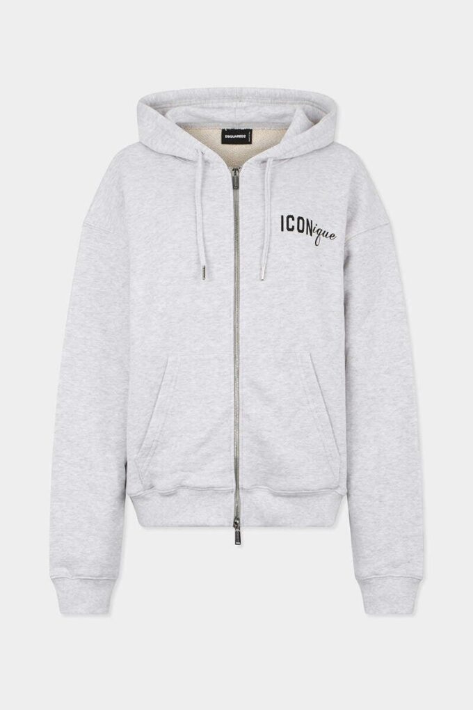 Sudadera con capucha y cremallera Iconique de corte boyfriend