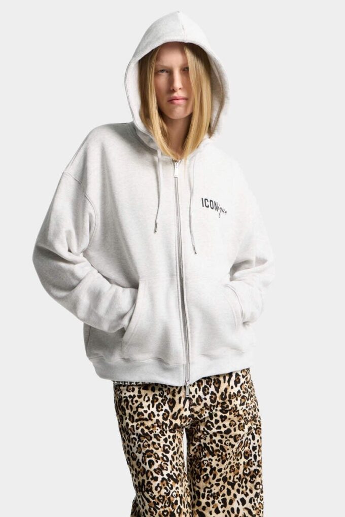 Sudadera con capucha y cremallera Iconique de corte boyfriend