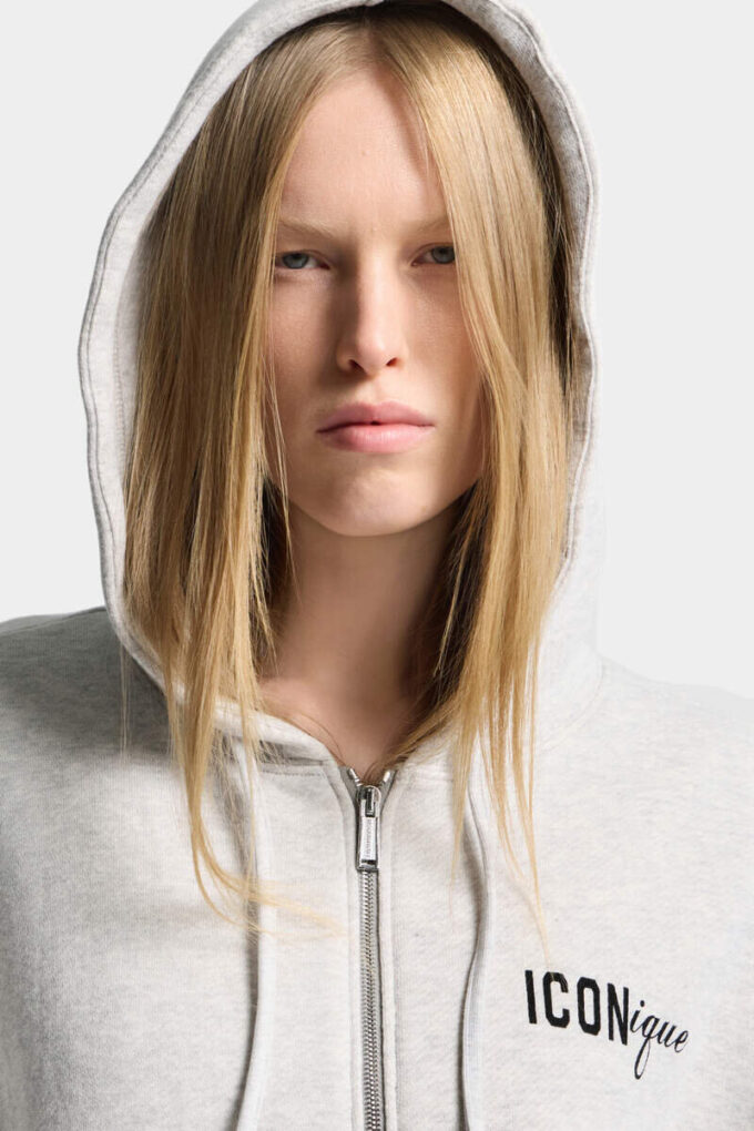 Sudadera con capucha y cremallera Iconique de corte boyfriend