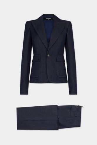Traje de denim lavado índigo