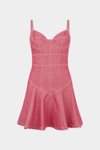 Vestido con volantes de denim Oxford