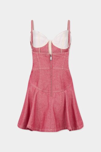 Vestido con volantes de denim Oxford