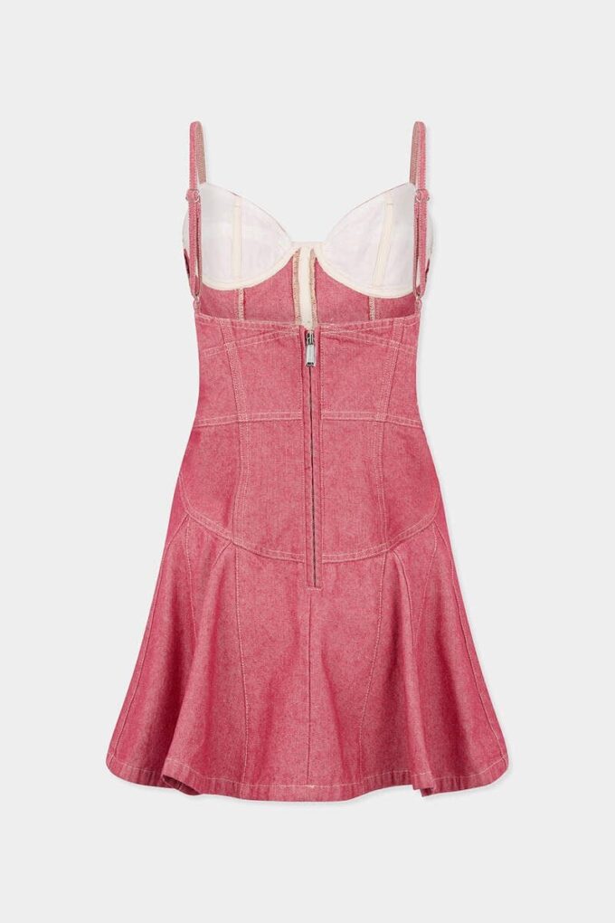 Vestido con volantes de denim Oxford